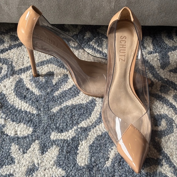 SCHUTZ Cendi Transparent Clear Point Toe Stiletto Pumps Heels - Picture 2 of 8